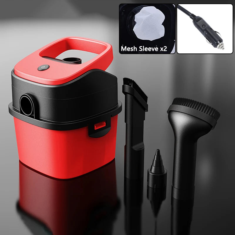 12V Bucket Car Vacuum Cleaner Wet and Dry Use Multi-functional Portable Powerful Suction Large Capacity With Multiple Nozzles