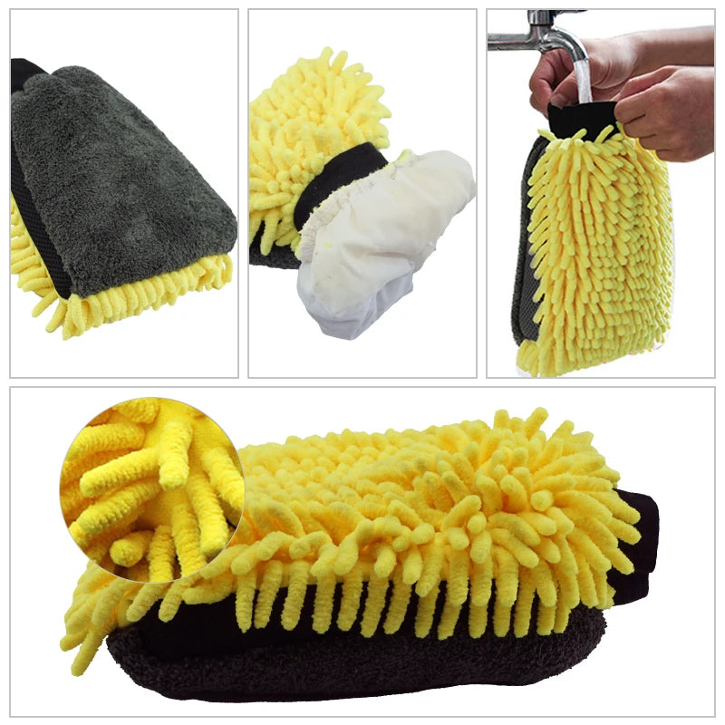 Ultra-Luxury Microfiber Car Wash Gloves Car Cleaning Tool Wheel Brush Multi-function Cleaning Brush Detailing