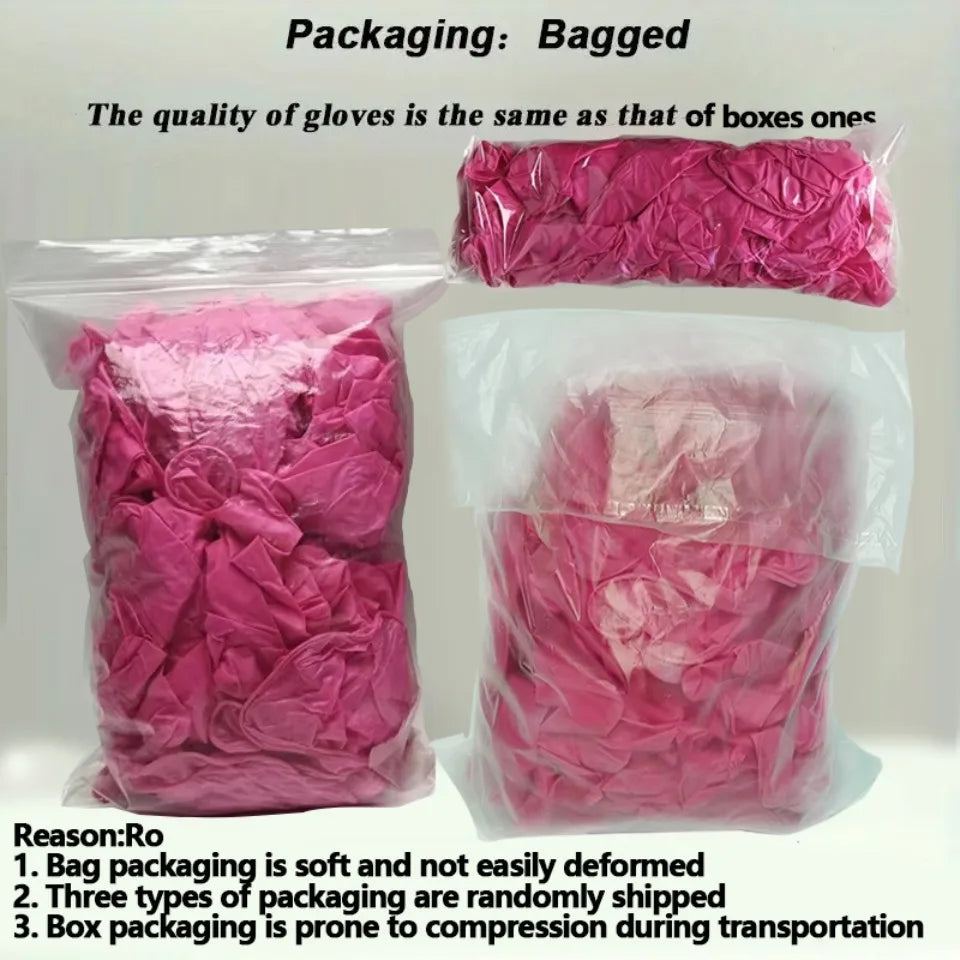 50/100PCS Deep Pink Nitrile Gloves Powder Free Disposable Waterproof Gloves for Cleaning Household Beauty Salon Supplies