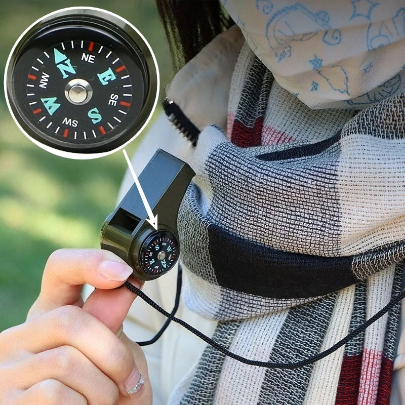 3-in-1 Survival Whistle with Dual Compass Thermometer Outdoor Camping Hiking Emergency Survival Tools Camping Gear