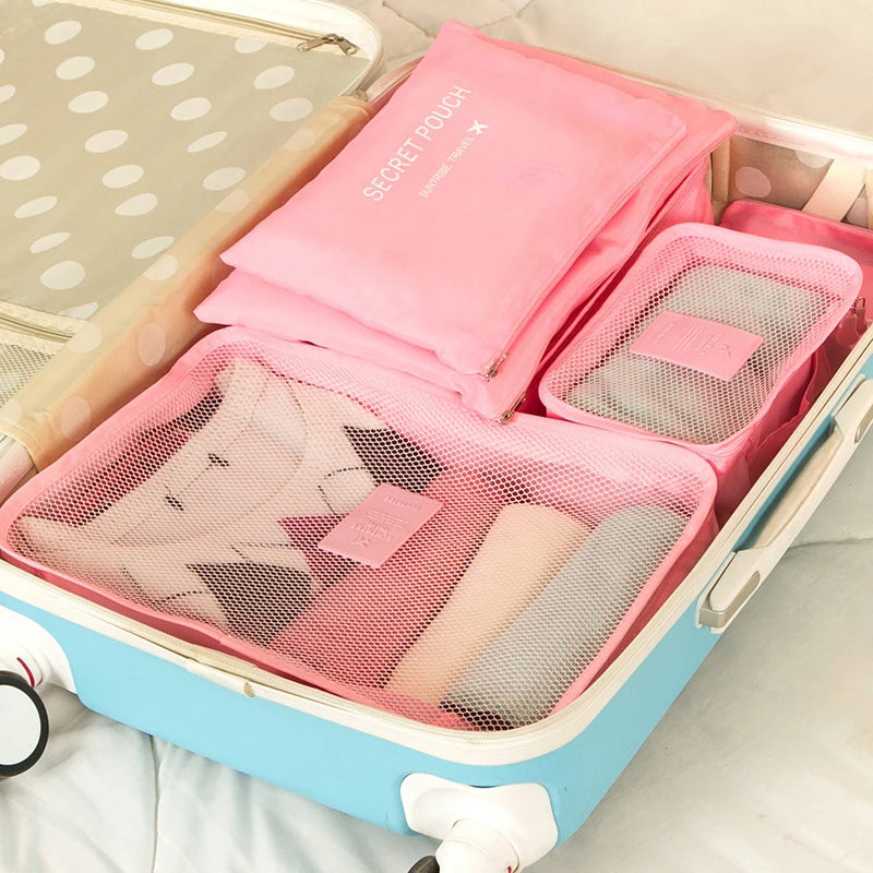 Waterproof luggage Clothing Underwear Storage Bag With Zipper Travel Storage Bag With large Capacity of 6 Pieces/set