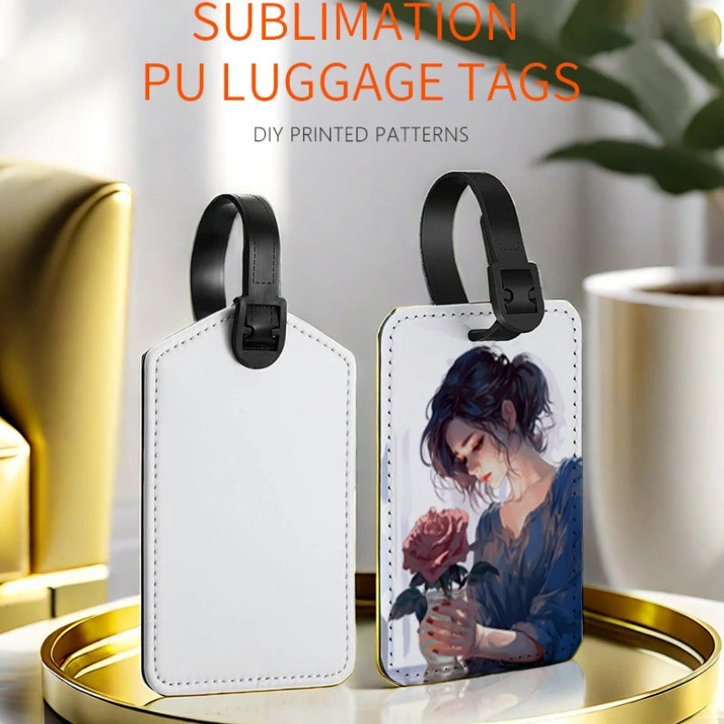 Customized Picture PU Leather Luggage Tags Customized Photo Waterproof ID Tags Travel Business High-end Leather Boarding Pass