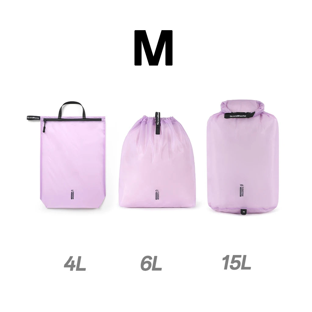 15D Nylon Waterproof Travel Bag IPX5 Ultra-light Dry Bag Drawstring Pouch Zipper Storage Case for Swimming Fitness Outdoor Sport