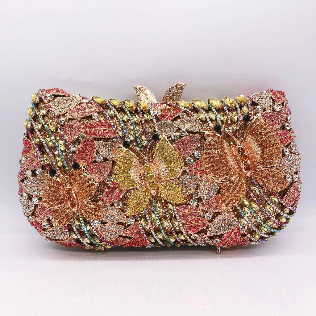 Hollow Out Women Evening Bag Gold Crystal Banquet Handbag Luxury Diamond Clutch Purse Wedding Bride Bags Elegant Dinner Bag