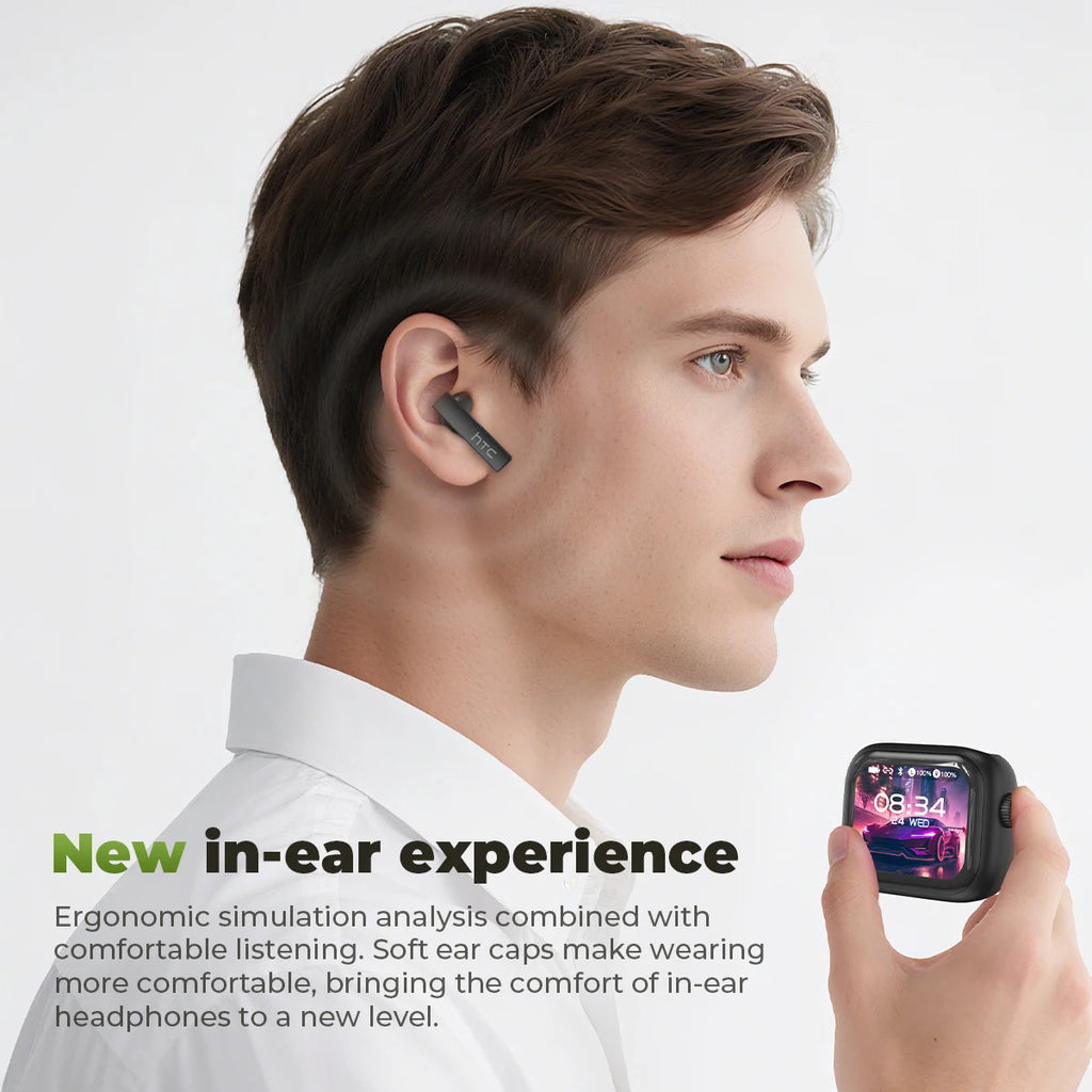 HTC Original AI Translator Wireless Bluetooth Earphones NE40 LED Touch Screen Earbud HiFi Sound Noise Reduction Sports Headphone