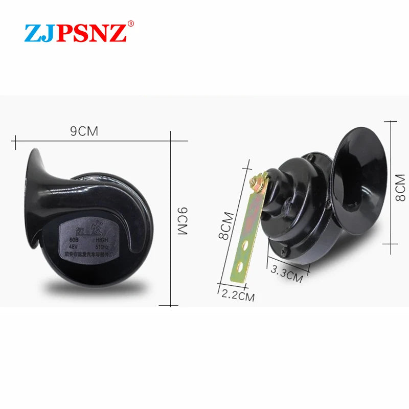 Car Motorcycle Snail Horn 12V 48V 60V 72V 510Hz Electric Air Horn Scooter Truck E-Bike Auto Waterproof Snail Horn Super Sound
