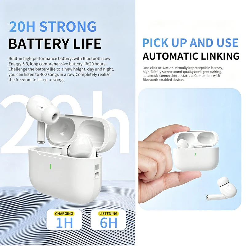 Airs Pro Wireless Bluetooth Headset TWS Earphones HiFi Earbuds Waterproof Headphones Noise Reduction Touch Control For All Phone