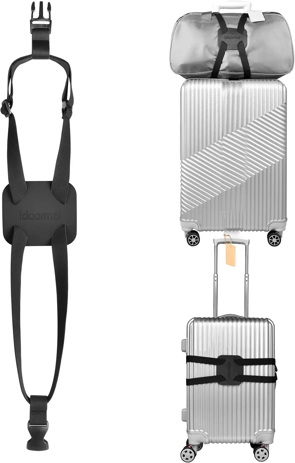 Luggage Straps Bag Bungee，Luggage Straps Suitcase Adjustable Belt，Add a Bag Easy to Travel Suitcase Elastic Strap Belt – (Black)