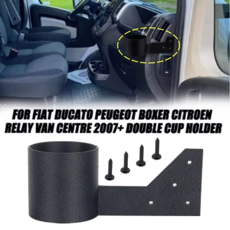 Universal Black Drink Cup Holder With Screws For Peugeot Boxer Fiat Ducato Citroen Relay (2006-2023) Auto Interior Accessories