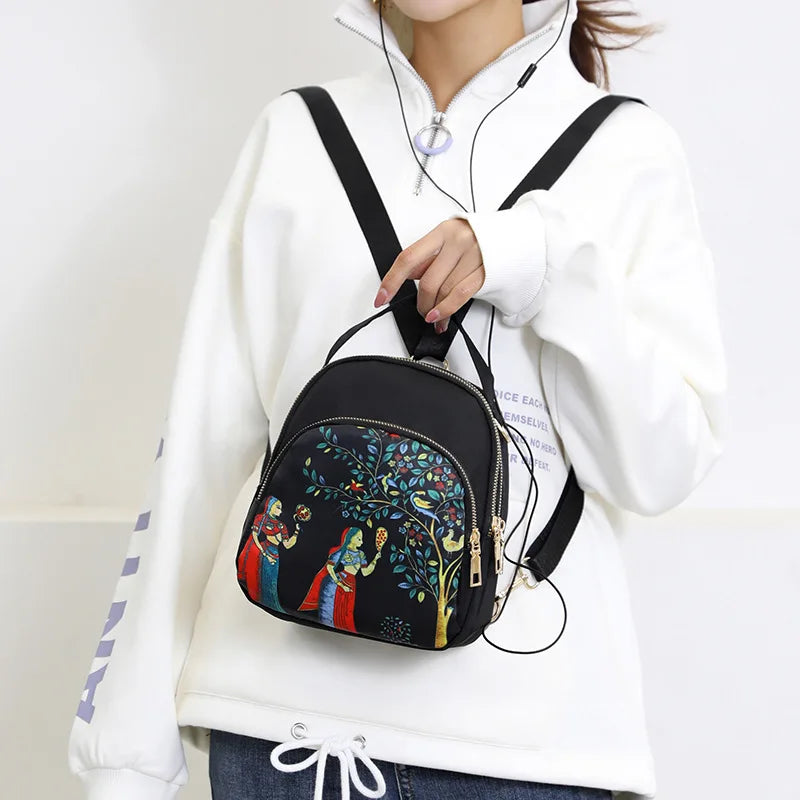 Ladies' fashionable crossbody multi-functional mini backpack with waterproof nylon fabric