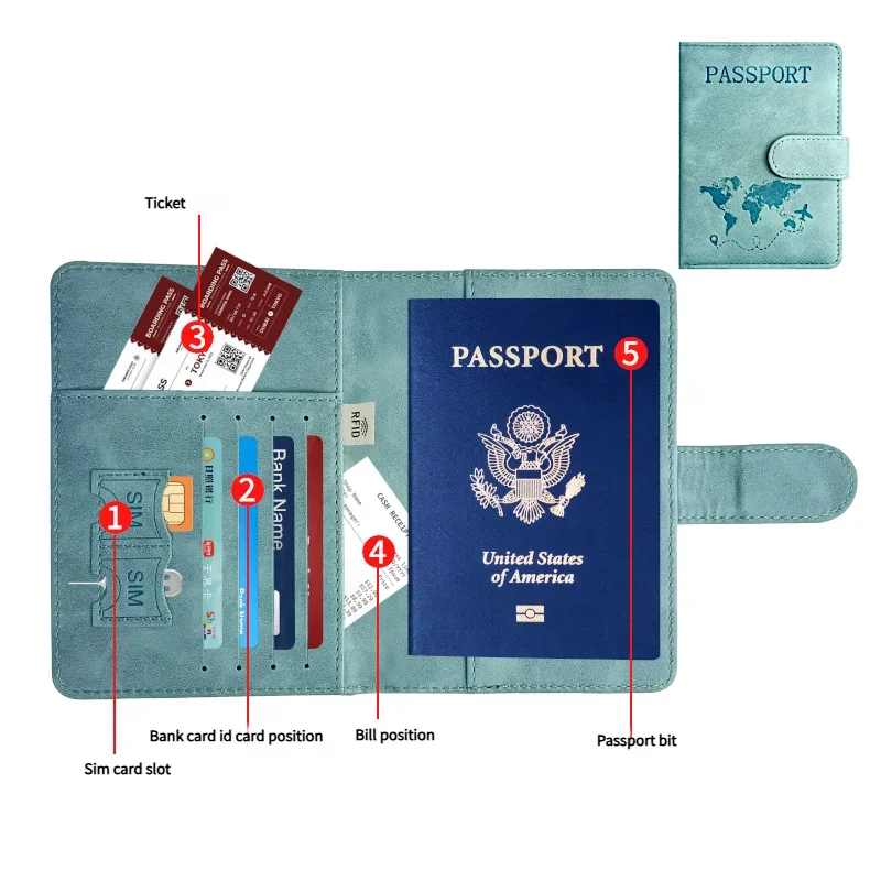 Travel Essentials: RFID-Blocking Passport Holder + Leather Luggage Tag Set
