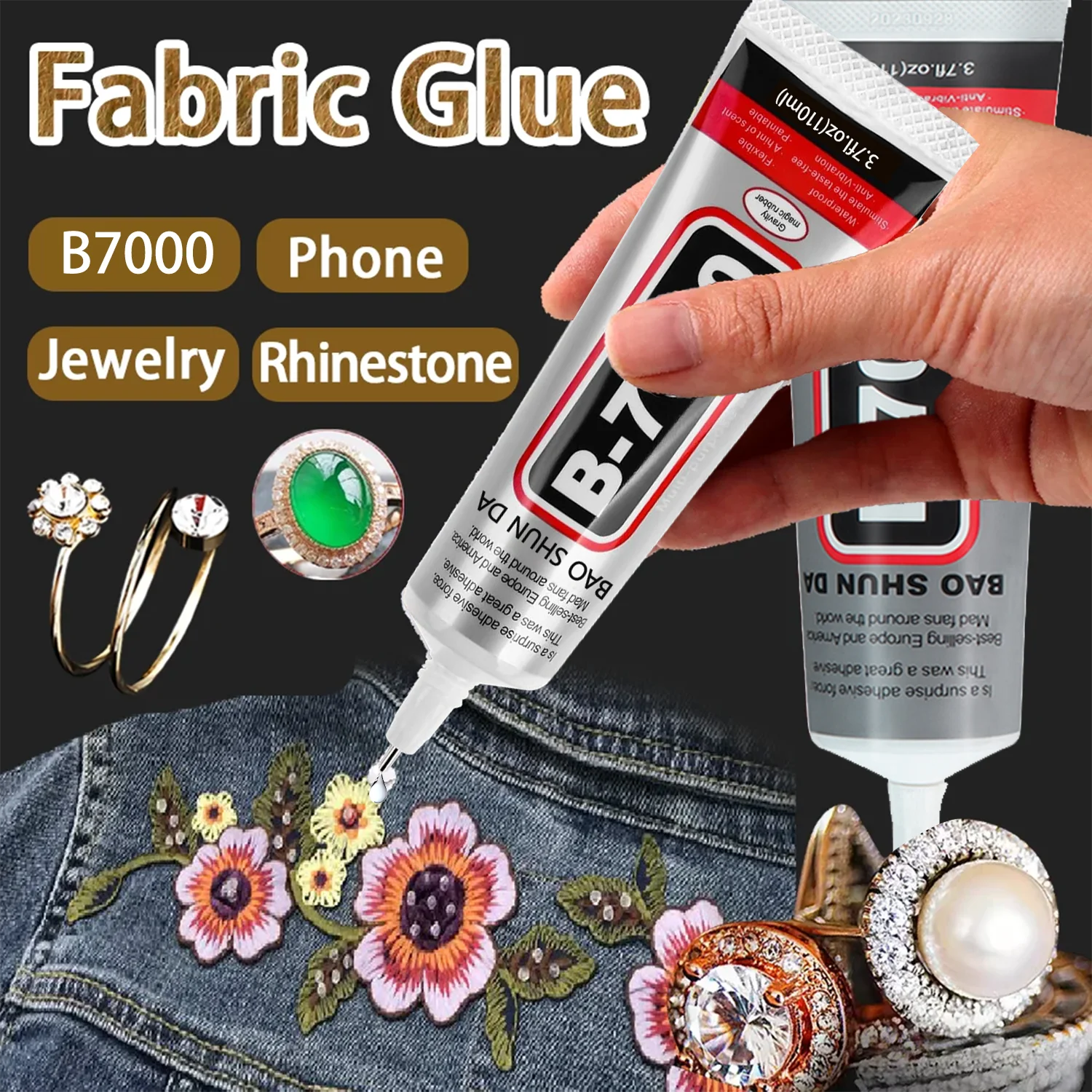 Jewelry Glue (110g) B7000/T7000 for DIY Jewelry, Mobile Phones, Metal, and Glass—Waterproof Transparent/Black Adhesive