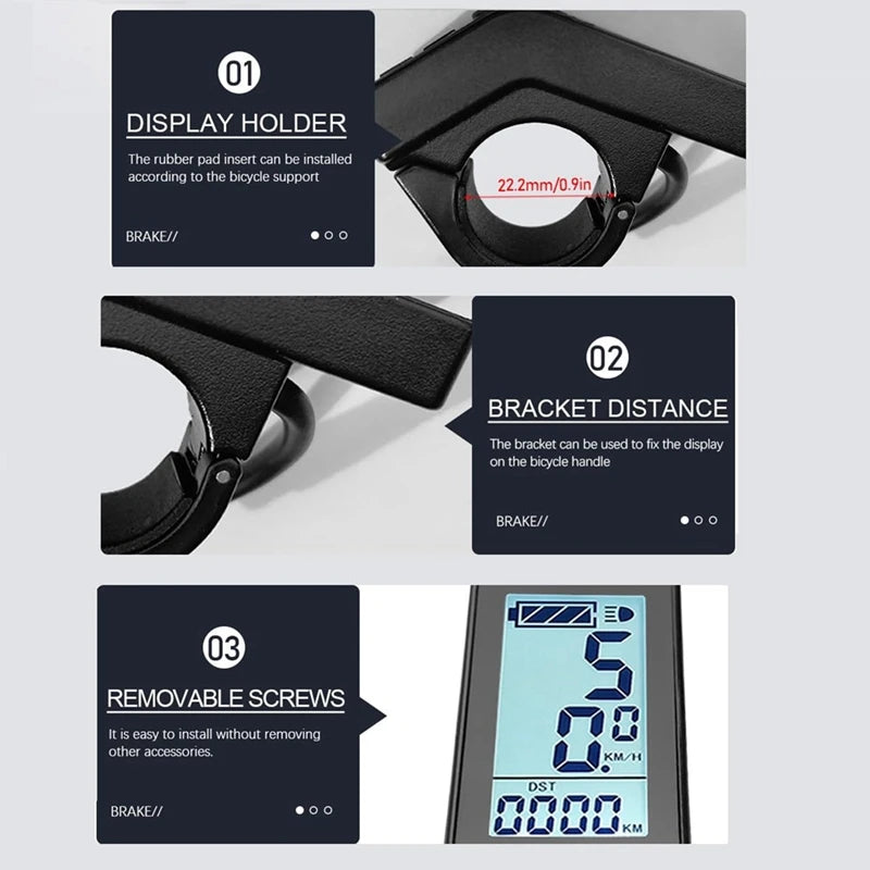 Ebike LCD Display Mini Meter KT-LCD4 Display Waterproof Connector for KT Controller Electric Bicycle Conversion Kit-A07G
