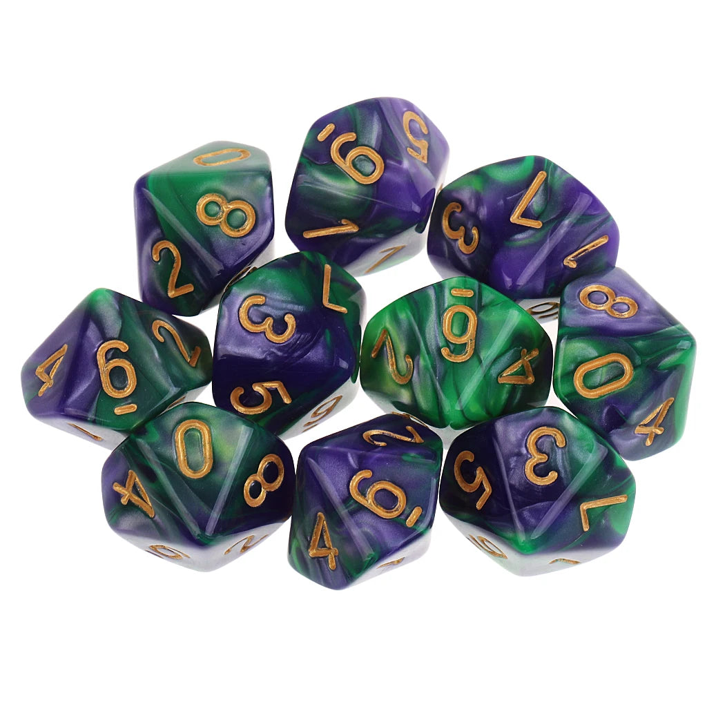 MagiDeal 10pcs 10 Sided Dice D10 Polyhedral Dice for Table Games for Pub Club Games Supplies Dungeons and Dragons Table Games