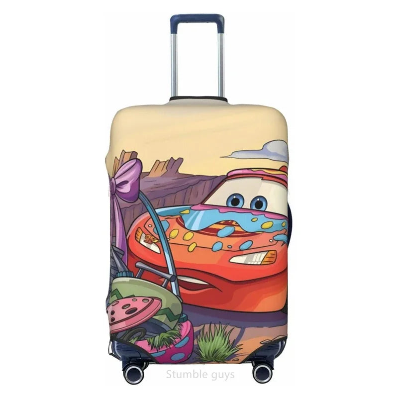 Stylish Car Printed Luggage Cover High Elasticity Fits 18-32 Inch Suitcases Dust Resistant Washable Anti-Scratch Travel Cover