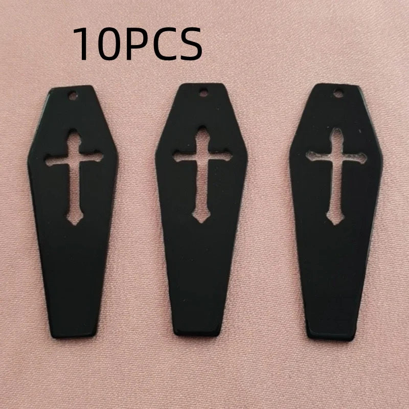 10pcs acrylic coffin cross pendant, DIY jewelry accessories, earrings, necklaces, keychains, jewelry making
