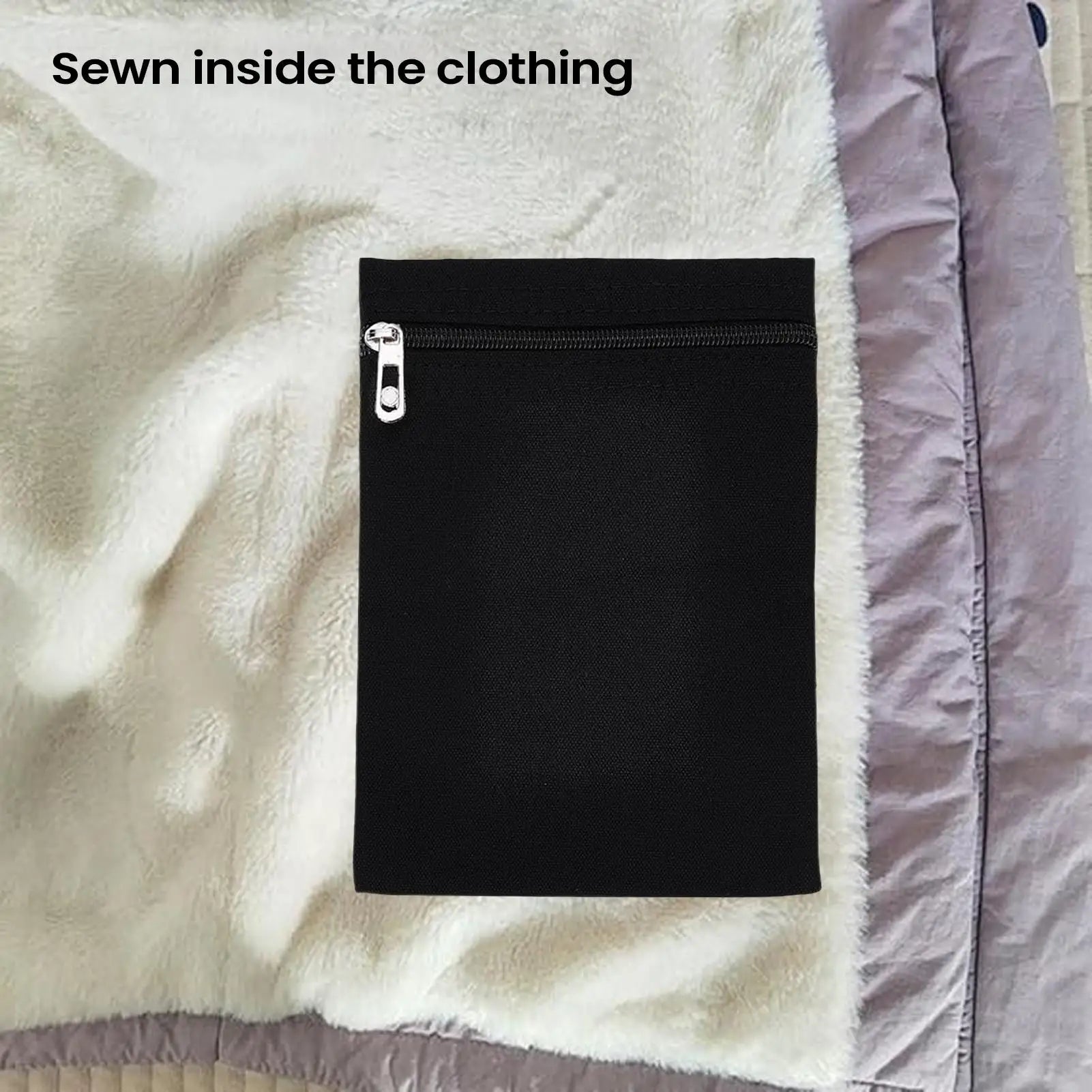 Anti-Theft Clothing Pocket Sew-In Security Zipper Pouch For Jacket Coat Hoodie, Hiddens Pocket For Travel Detachable Side Pocket