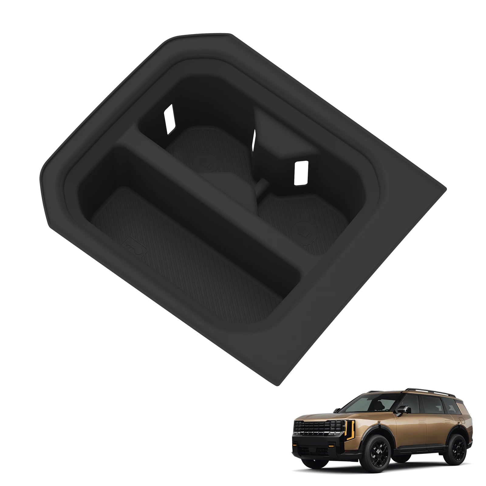 for 2027 Kia Telluride Low Base Trim Center Console Cup Holder Full Wrap Silicone Drinks Car Interior Accessories Black