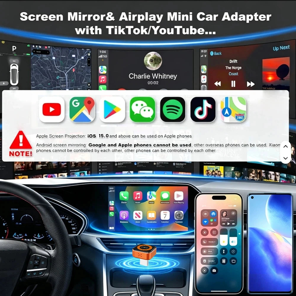 CarRocket Wireless Carplay Smart Box Android Auto Adapter Mirror Link Airplay Plug&Play Connect Universal WiFi 5 Bluetooth 5.0