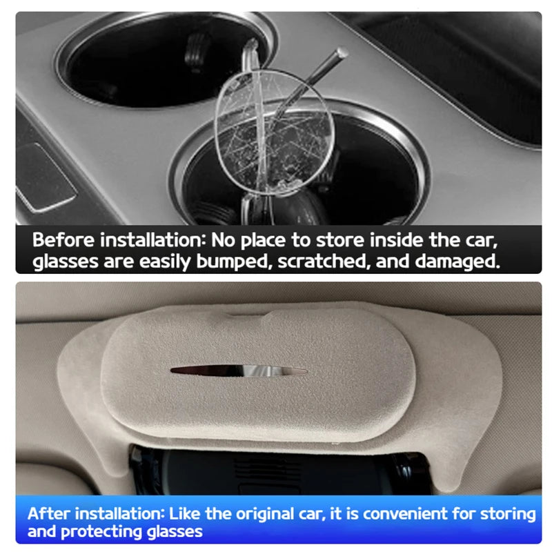 Car Sunglasses Holder Suede Glasses Case Sunglasses Storage Box For BMW 3 5 Series X1 X3 X5 X6 X7 G20 G45 G60 G05 G06 G07 U11