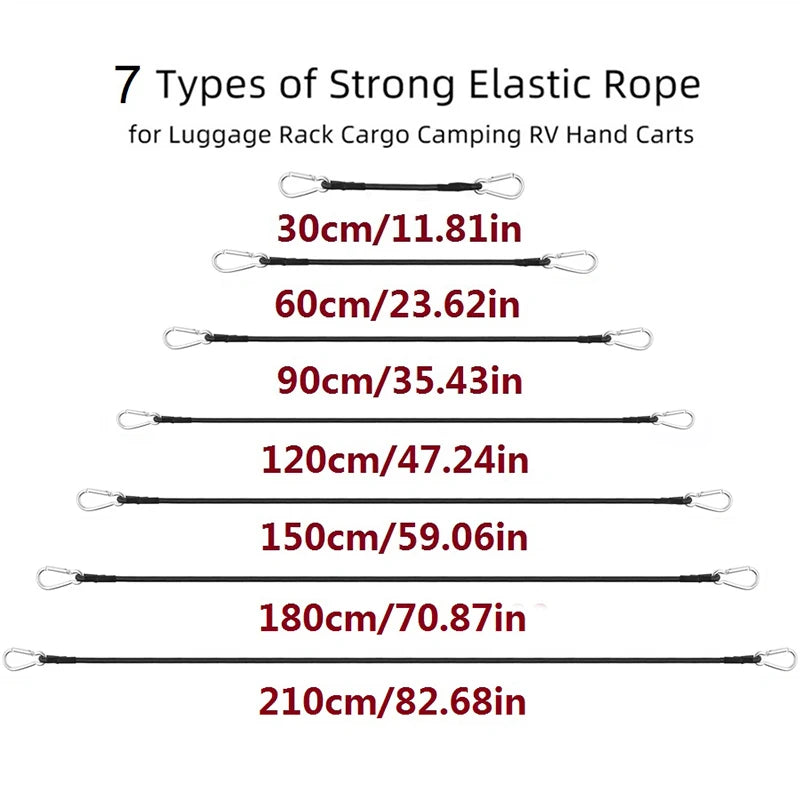 30cm-210cm Portable Elastic Rope Motorcycle Strap Elastic Rope Bicycle Luggage Strap Elastic Cart Cargo Strap