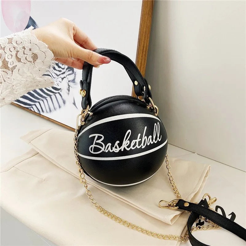 Women's INS Super Hot Personalized Basketball Bag Versatile One Shoulder Crossbody Bag Korean Edition Round Bag Fast Shipment