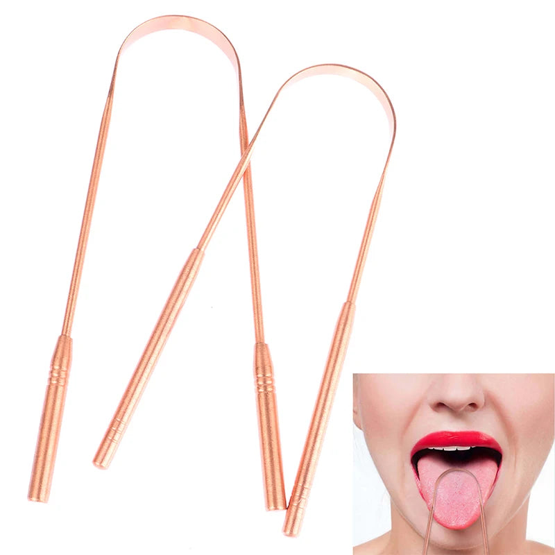 1Pc Copper Tongue Scraper Cleaner Scraper  Toothbrush Dental Oral Care Hygiene Health Care Tool For Men Women