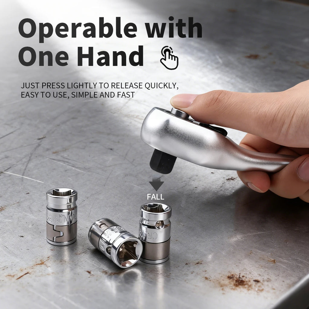 New Frosted Quick Ratchet Wrench Oil-resistant 72 Tooth Drive 1/4 3/8 1/2 Inch Socket Two-way Flying Wrench DIY Hand Repair Tool