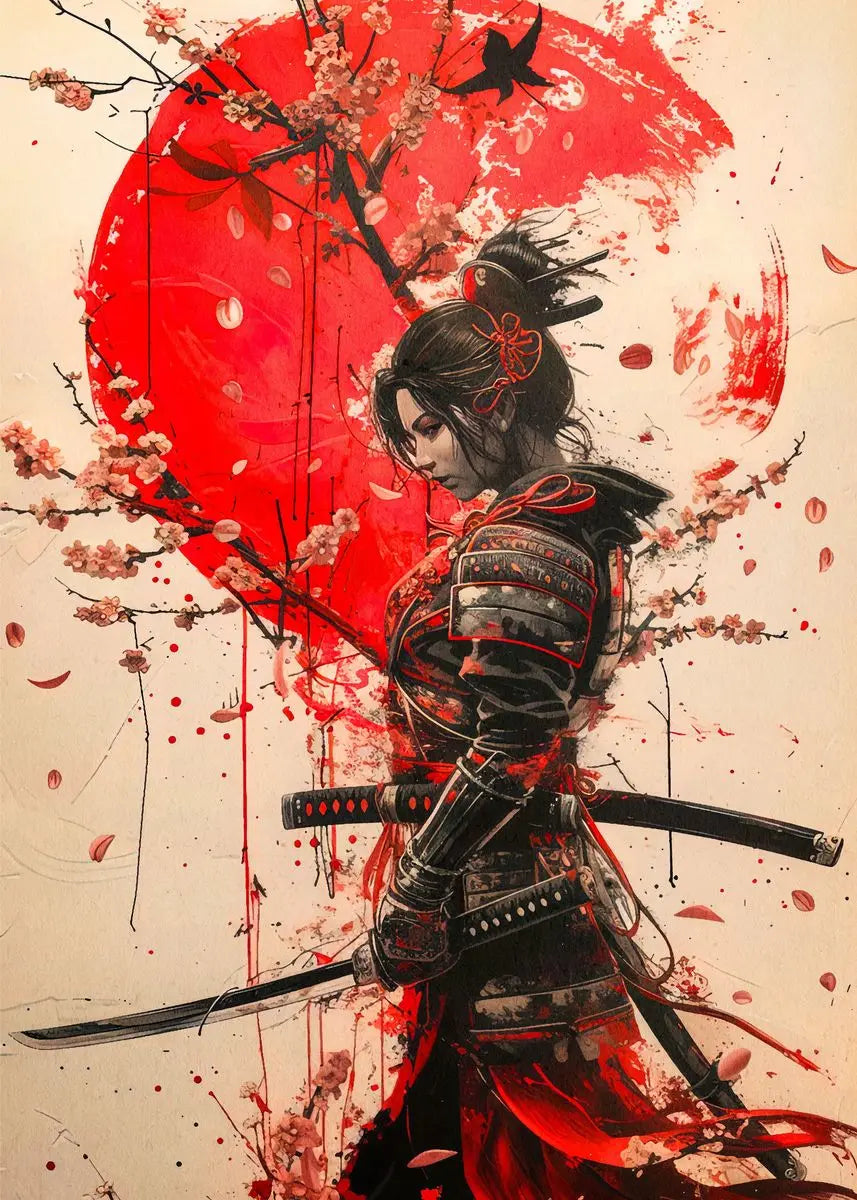 Japanese Samurai Geisha Umbrella Bonsai Sakura Art Poster Landscape Canvas Painting Wall Prints Picture for Room Home Decor