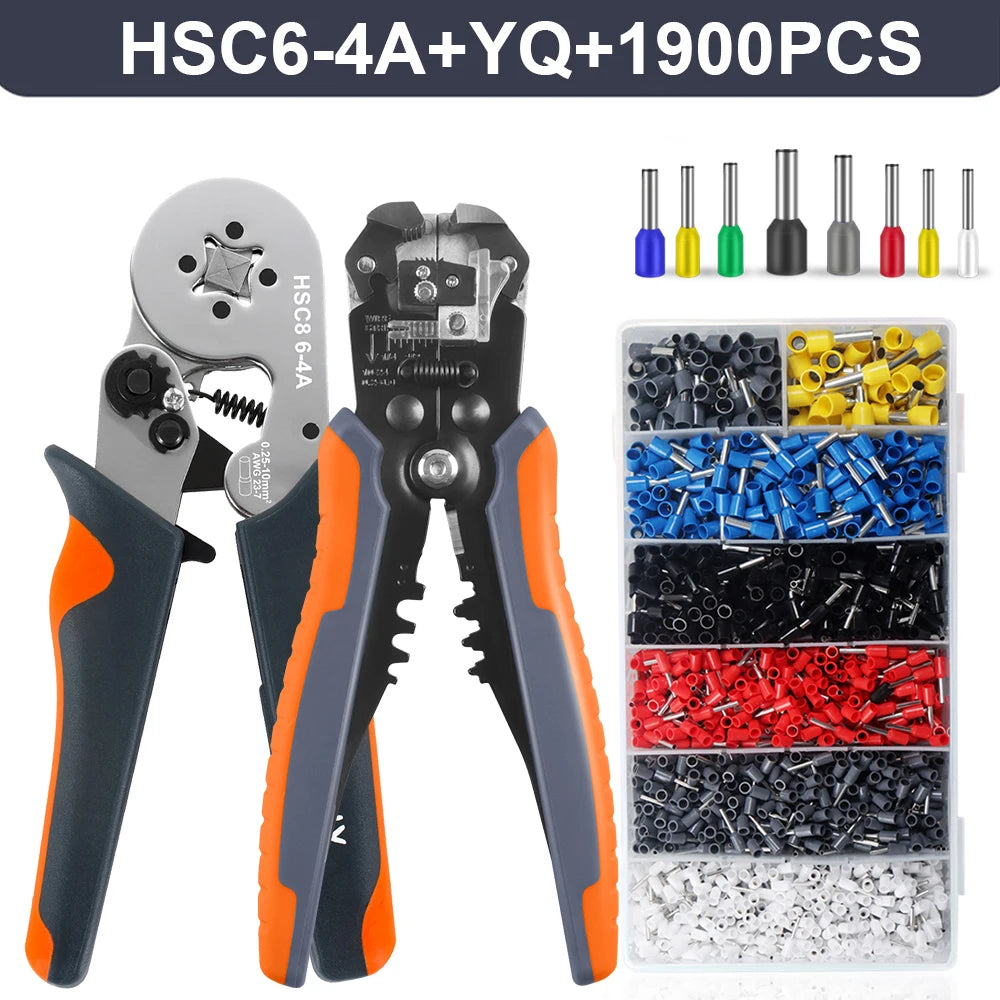 HSC8 6-4A/6-6A Crimping Pliers Kit,Stripping Cutting Plier with Tube Terminal Suit WOZOBUY Brand Electric Tools Set