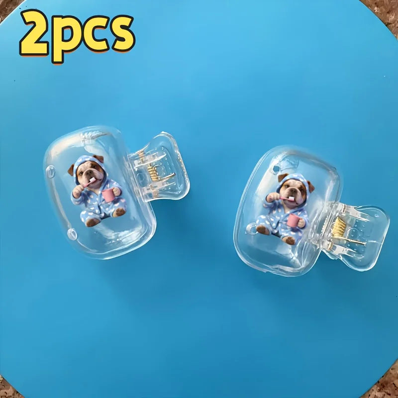 2pcs Bulldog Portable Dustproof Odorless Toothbrush Case for Travel Ventilation Holes to Keep The Brush Heads Clean Dry Gift