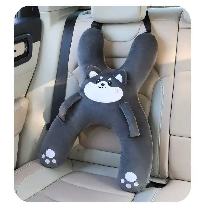 Car Neck Pillow with Seat Belt Safety Sleep Kids Aid Prevent Leaning Head Back Seat Sleeping Comfort During Long Distance Travel