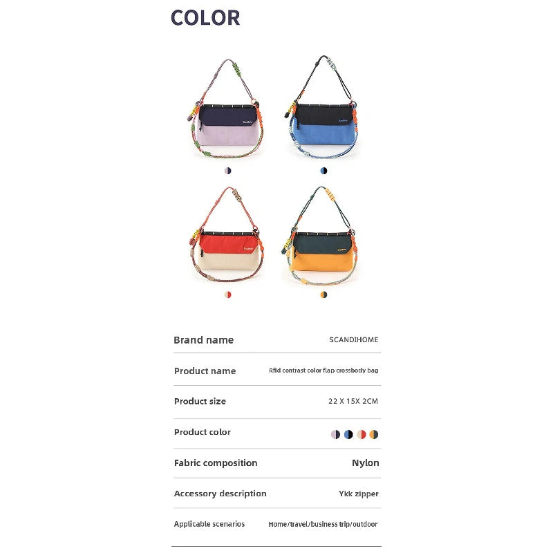 Outdoor Rope Knot Cross-Body Bag, Color-Matched Nylon Bag, Water-Resistant Single-Shoulder Bag, Large Capacity, Wear-Resistant