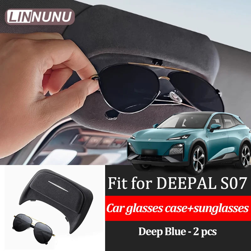 Linnunu Fit for Deepal S07 Car Accessories Car Glasses Case Car Roof Glasses Case Modification Accessories Multifunctional Sunglasses Case Clip Car Accessories Suede Style Glasses Case