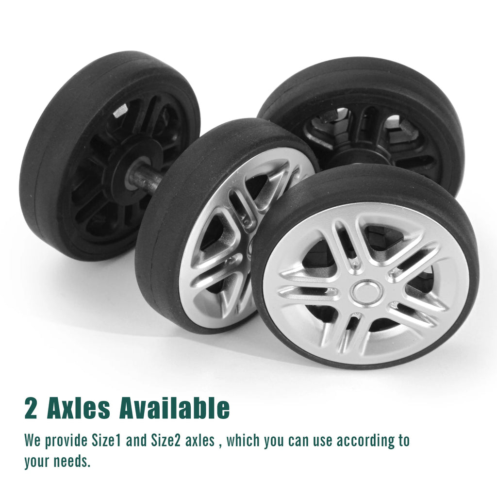 8Pcs Silver Luggage Wheel Replacement with Screw Travel Luggage Wheels Replacement Suitcase Parts 50mm Axles Caster Wheel Repair