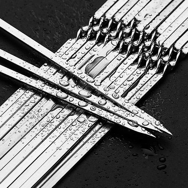 5/10/15/20Pcs Stainless Steel Barbecue Skewers, Reusable BBQ Kebab Skewers for Outdoor Camping, Picnic Tools, Cooking Tools