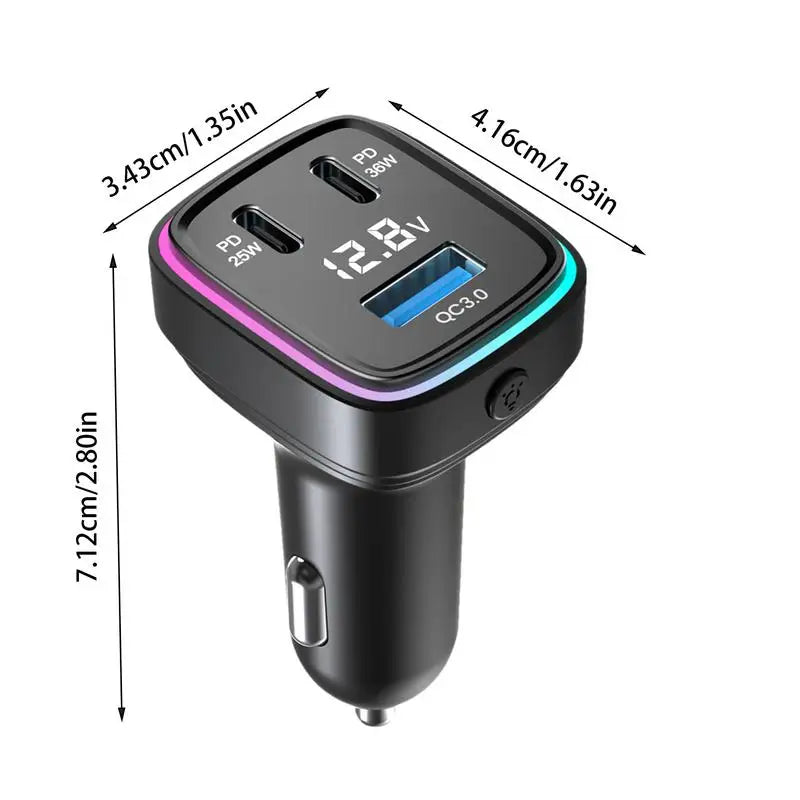 Car Phone Charger Auto Phone USB C Adapter Automobile Fast Charging Car Phone Charger 3 Ports Car Charger Adapter With Voltage &