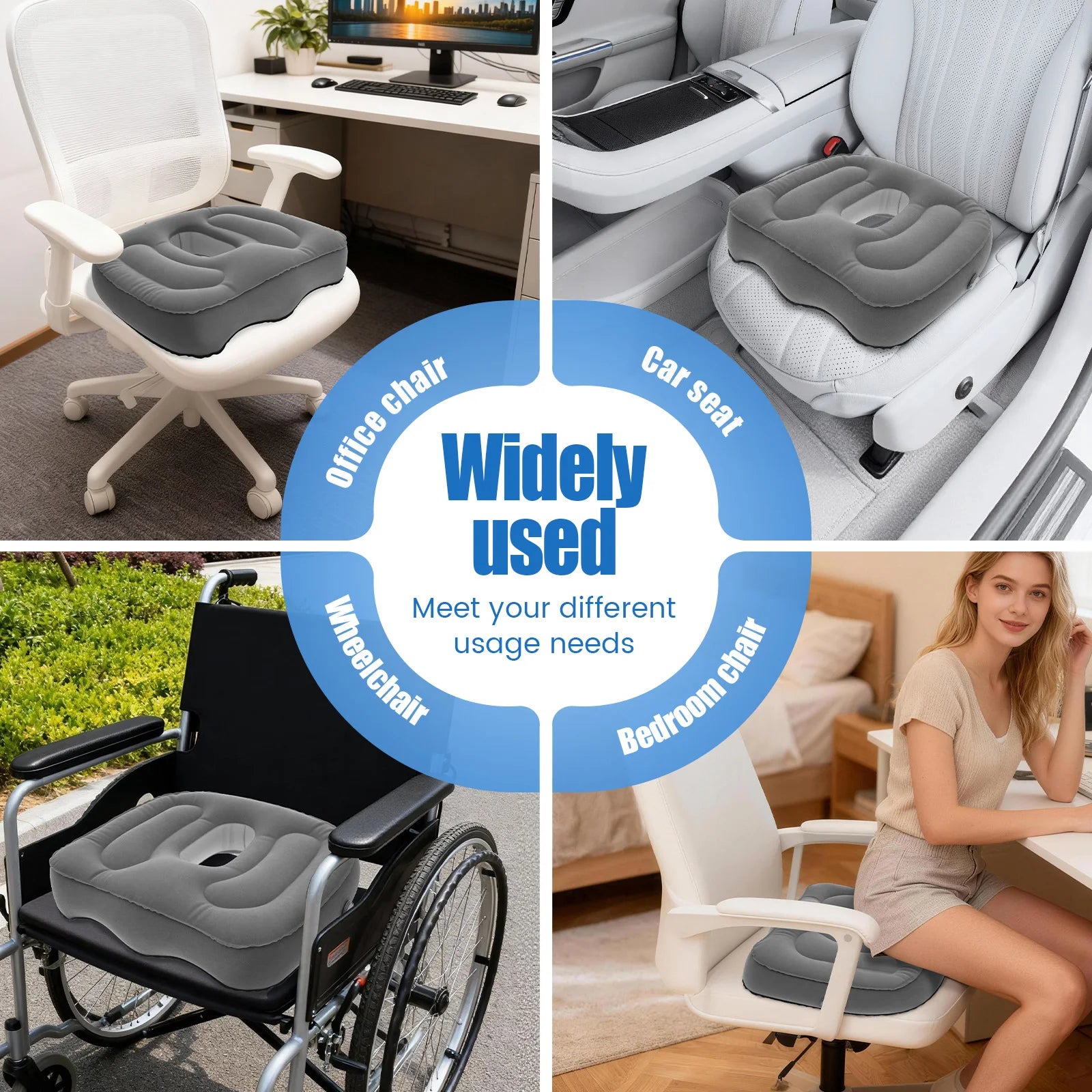 Inflatable Seat Cushion High Elasticity Perforated Pressure Ulcer Cushion Portable Office Cushion for Car Air Travel Office