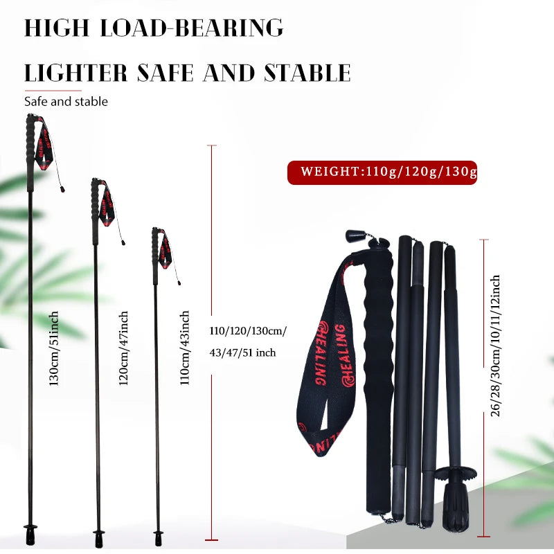 110g Ultra Light Weight Trekking Poles Foldable Hiking Sticks Carbon Fiber Hiking Poles Walking Sticks Trekking Walking Poles