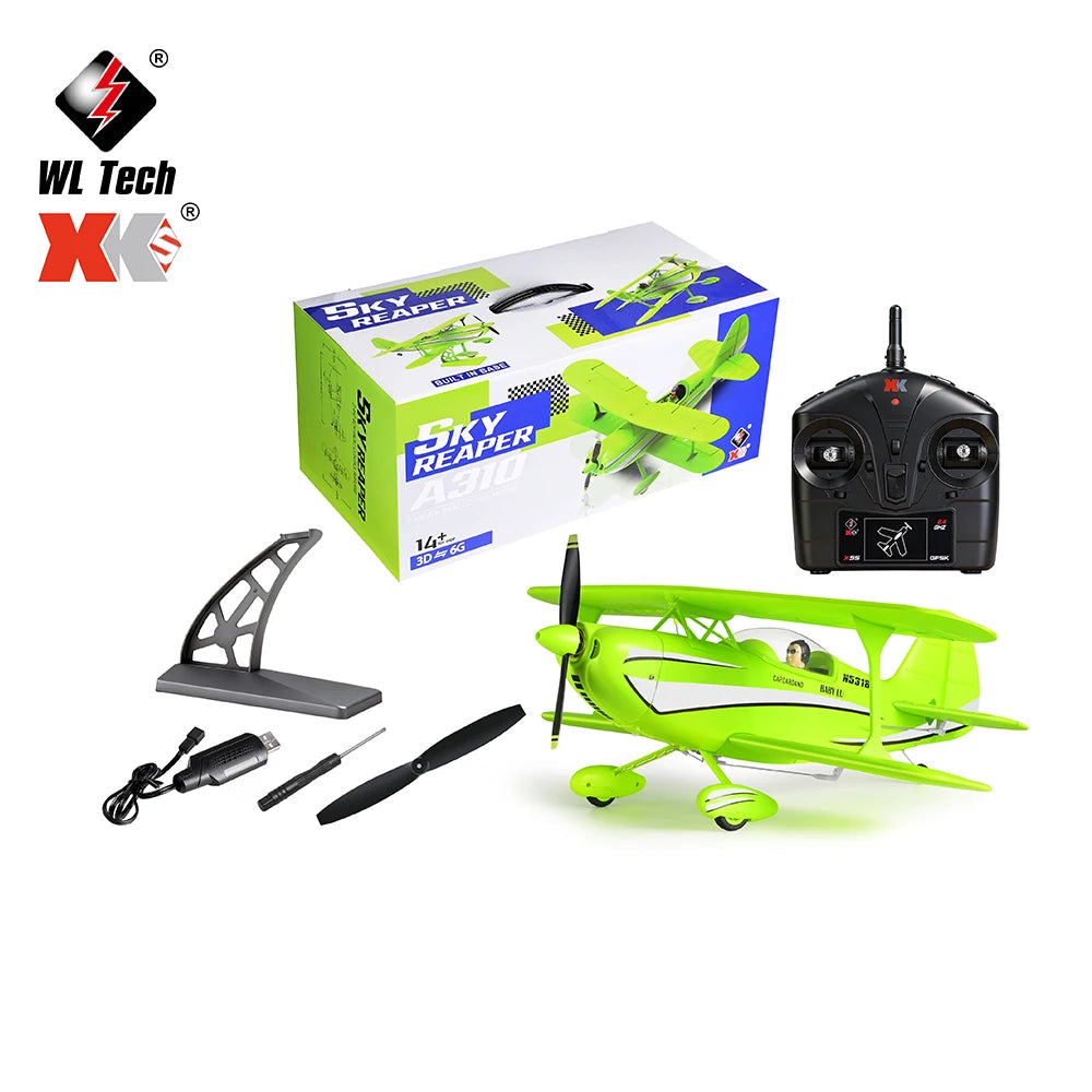 WLtoys A310 RC Biplane Plane 3D6G Remote Control Brushless Glider EPP Fixed-Wing Aircraft Model Stunt Airplane Toys for Kids
