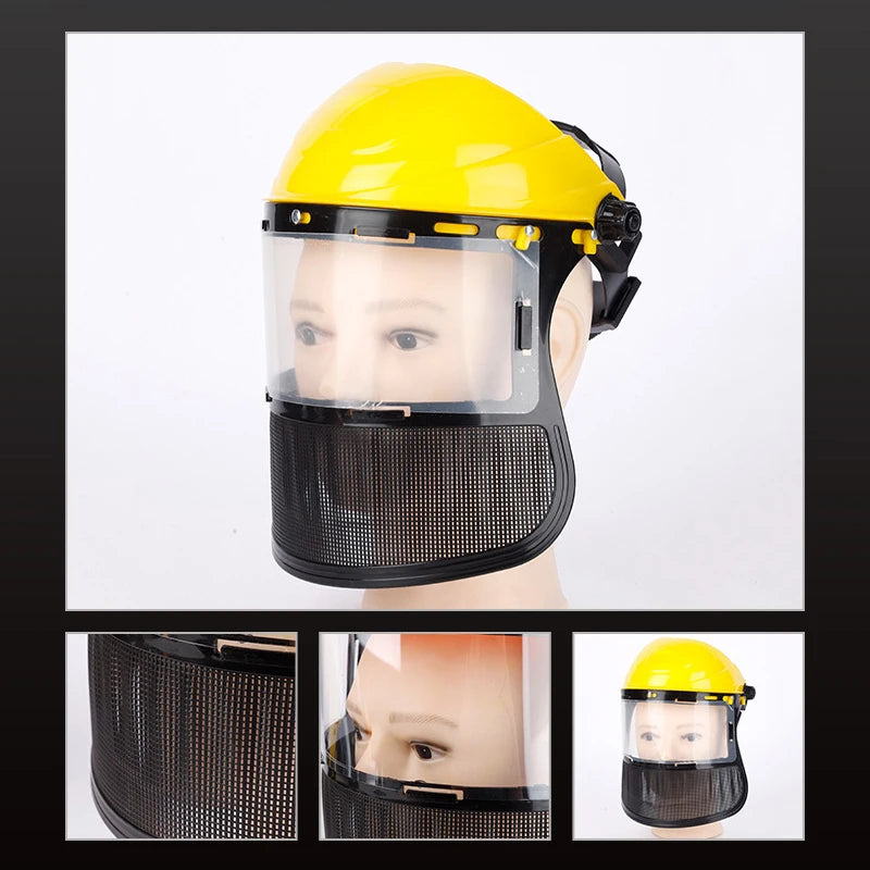 Garden Grass Trimmer Weed Wacker Safety Helmet Hat With Full Face Mesh Mask For Logging Brush Cutter Forestry Protection