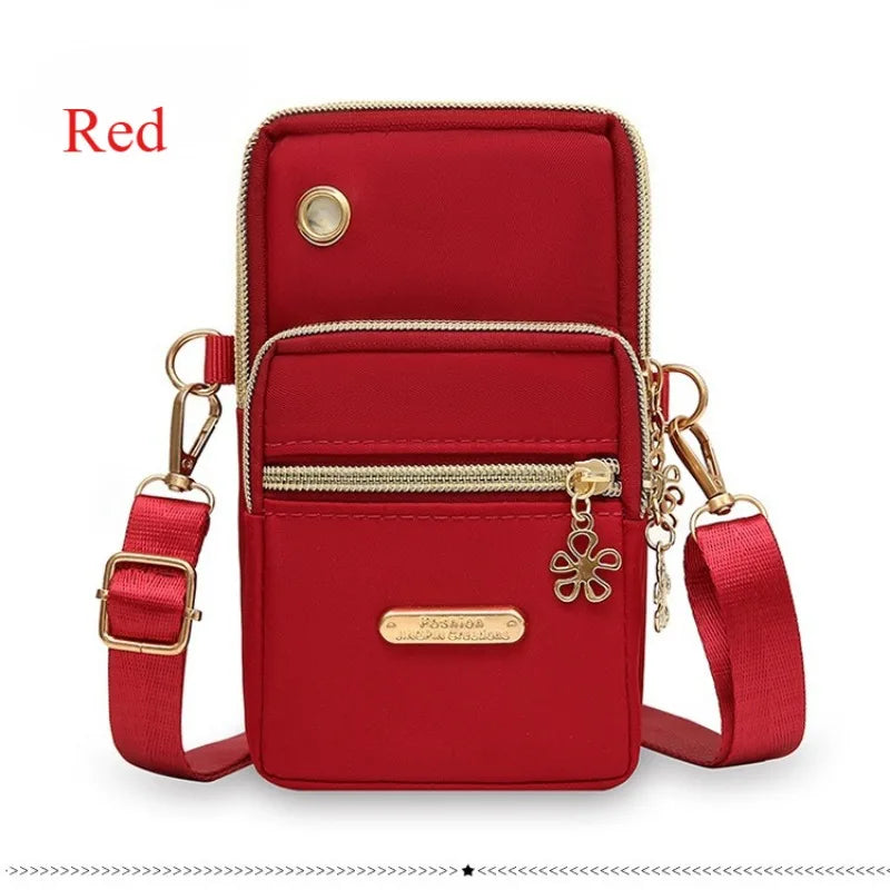 New Women's Phone Bag Three-Layer Crossbody Bag Outings Fabric Bag Arm Bag