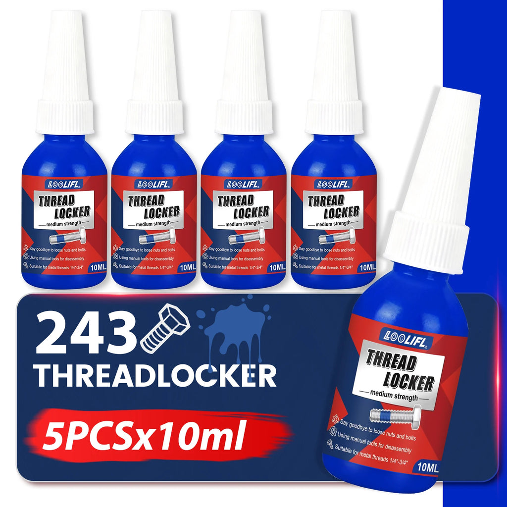 LOOLIFL 243 Threadlocker Blue Medium Strength Screw Glue Removable Anaerobic Adhesive for Auto Machinery Bolt Fastening Repair