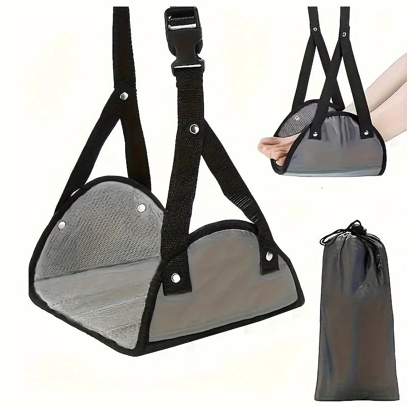 Airplane Footrest with Adjustable Strap, Portable Hammock Leg Rest, Perfect Travel Accessories