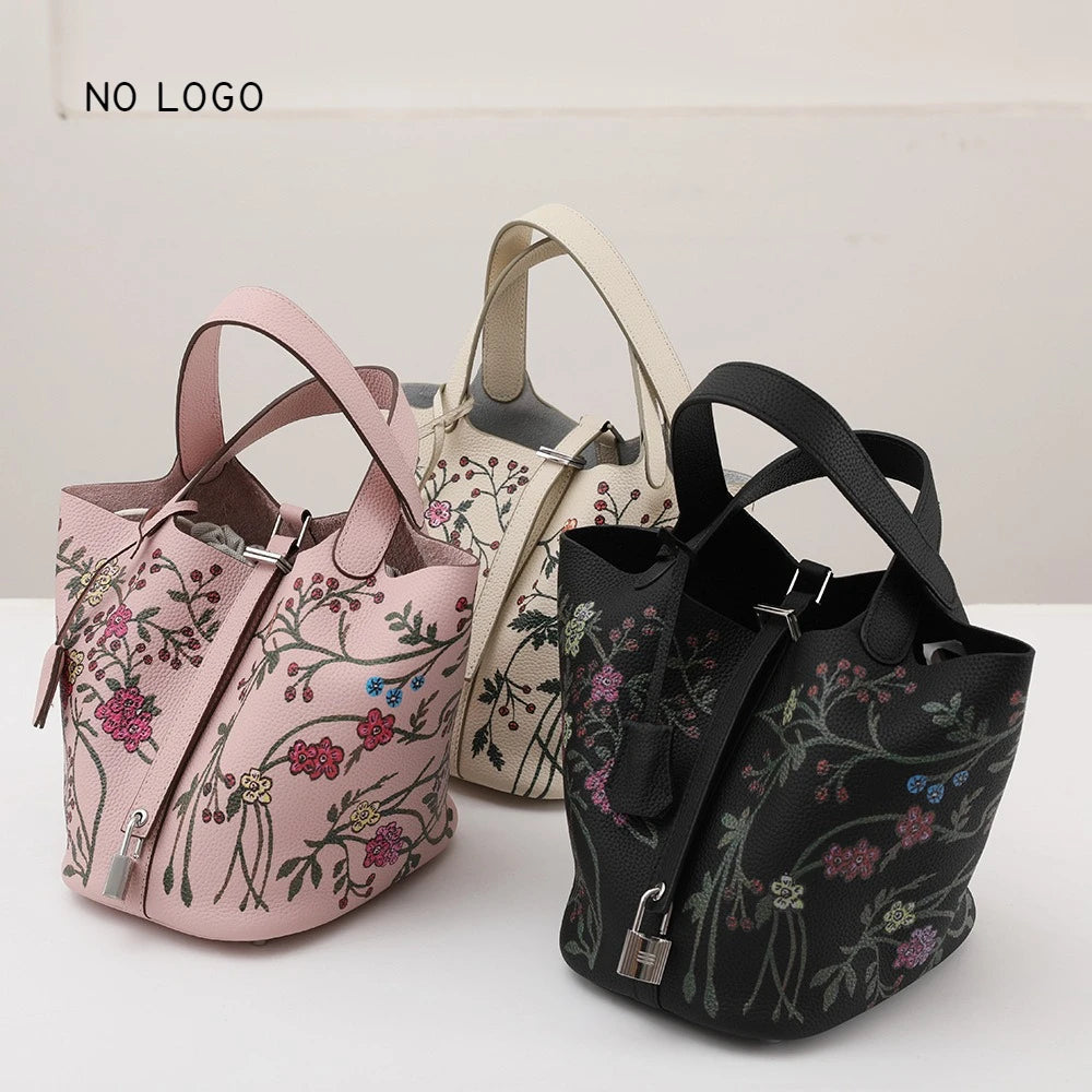 сумка женская Top Grain Cowhide Color Painting Boston Bag Black Daily Use 2026 Spring Handheld