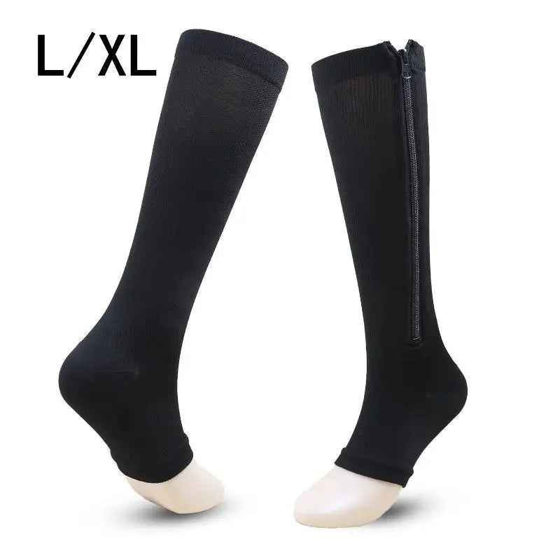 Zipper Compression Socks Women Men High Elasticity Nylon Closed Toe Pressure Stocking For Edema
