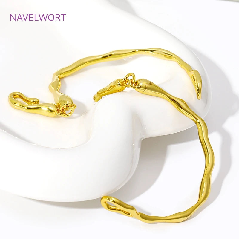 18K Gold Plated Brass Irregular Half Bracelet Connector Curved Tube For DIY Necklace Jewelry Making Connecting Accessories