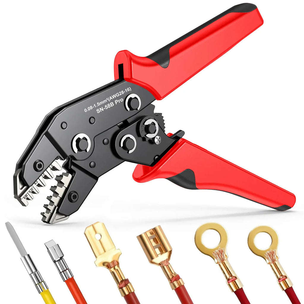 SN-58B Pro Crimps Plug JST ,TE,XH,SM,VH,PH,Molex Terminals Ratchet Crimper Pliers For 0.08-1.5mm²(28-16 AWG) Wires Tool