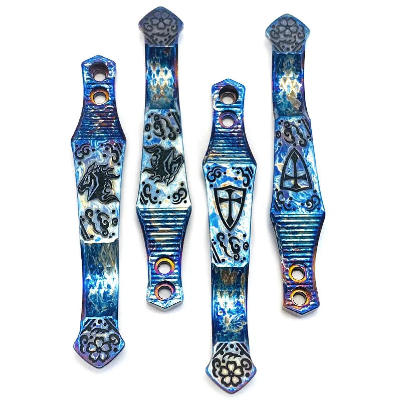 8 Types CNC Knife Titanium Pocket Clip With Screws for Rick Hinderer XM18 XM24 Knives Punisher Cross Horse Head  Claw Pattern
