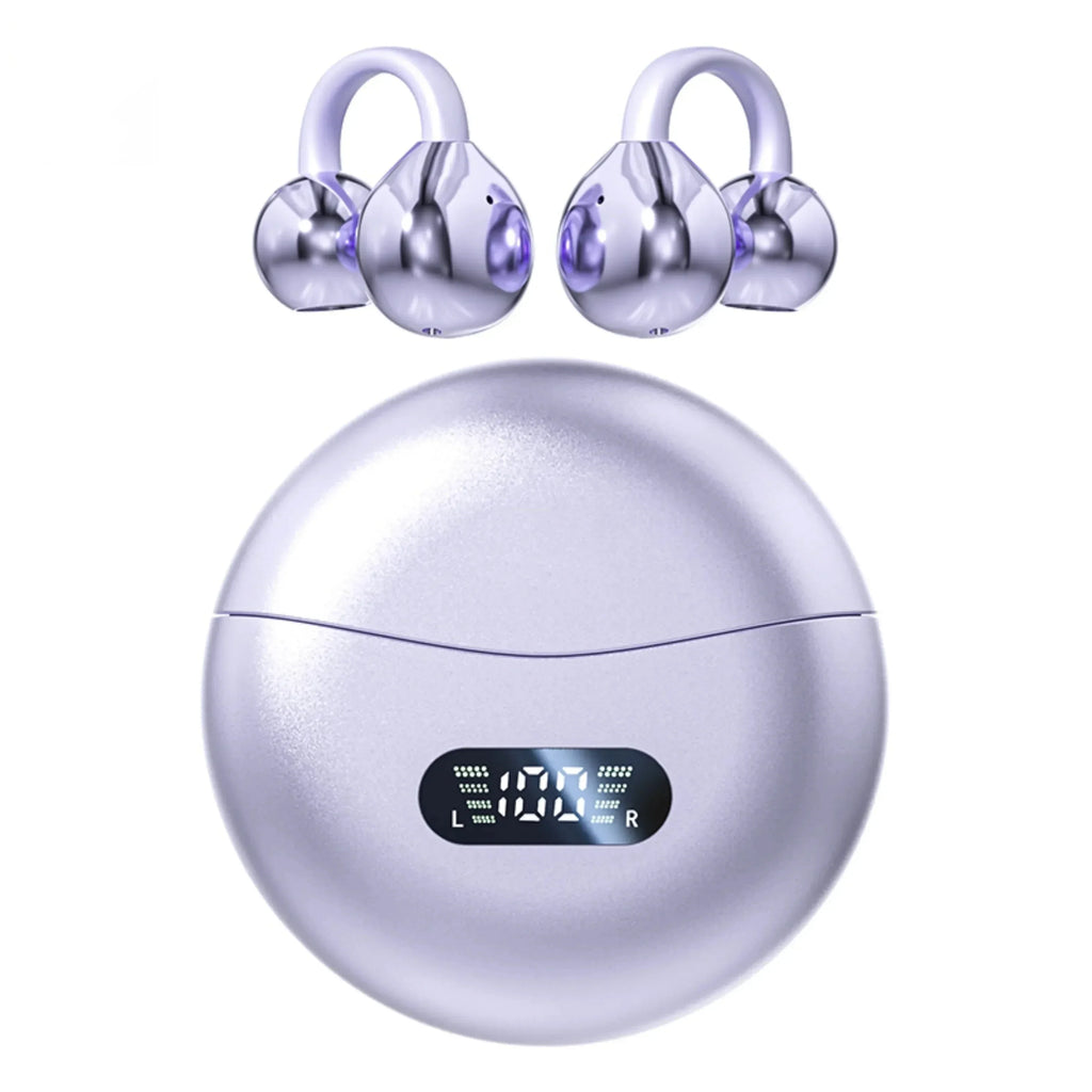 Origin Wireless Earphones Bluetooth Earbuds Clip on Ear HIFI Music Headphones for Smartphone Sport Power Display Compact Headset